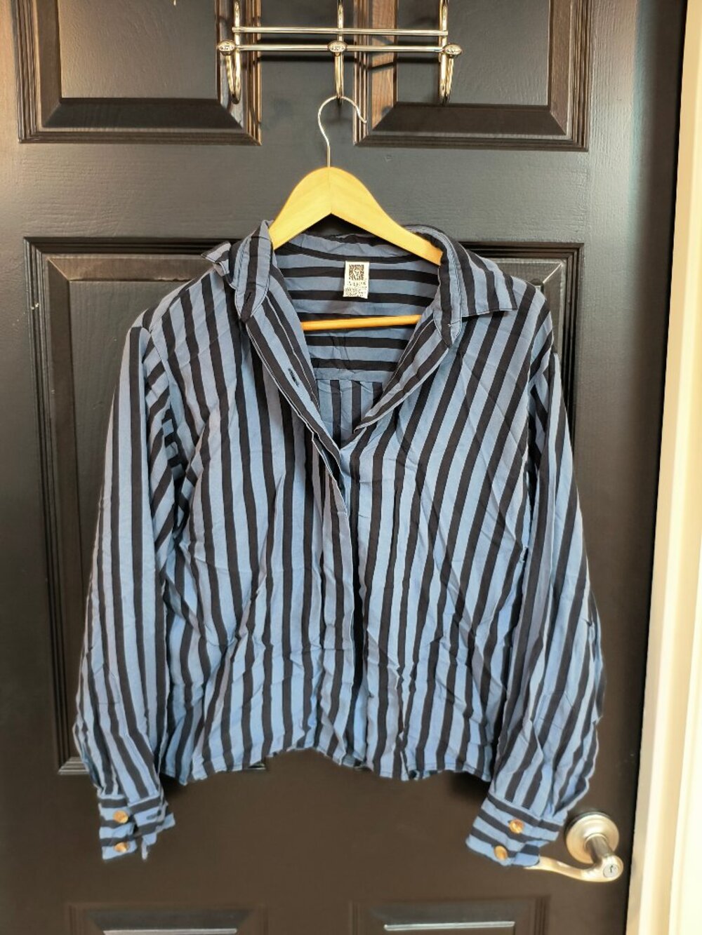 Striped Button-Up Shirt - Anne Klein (8) 100% Silk